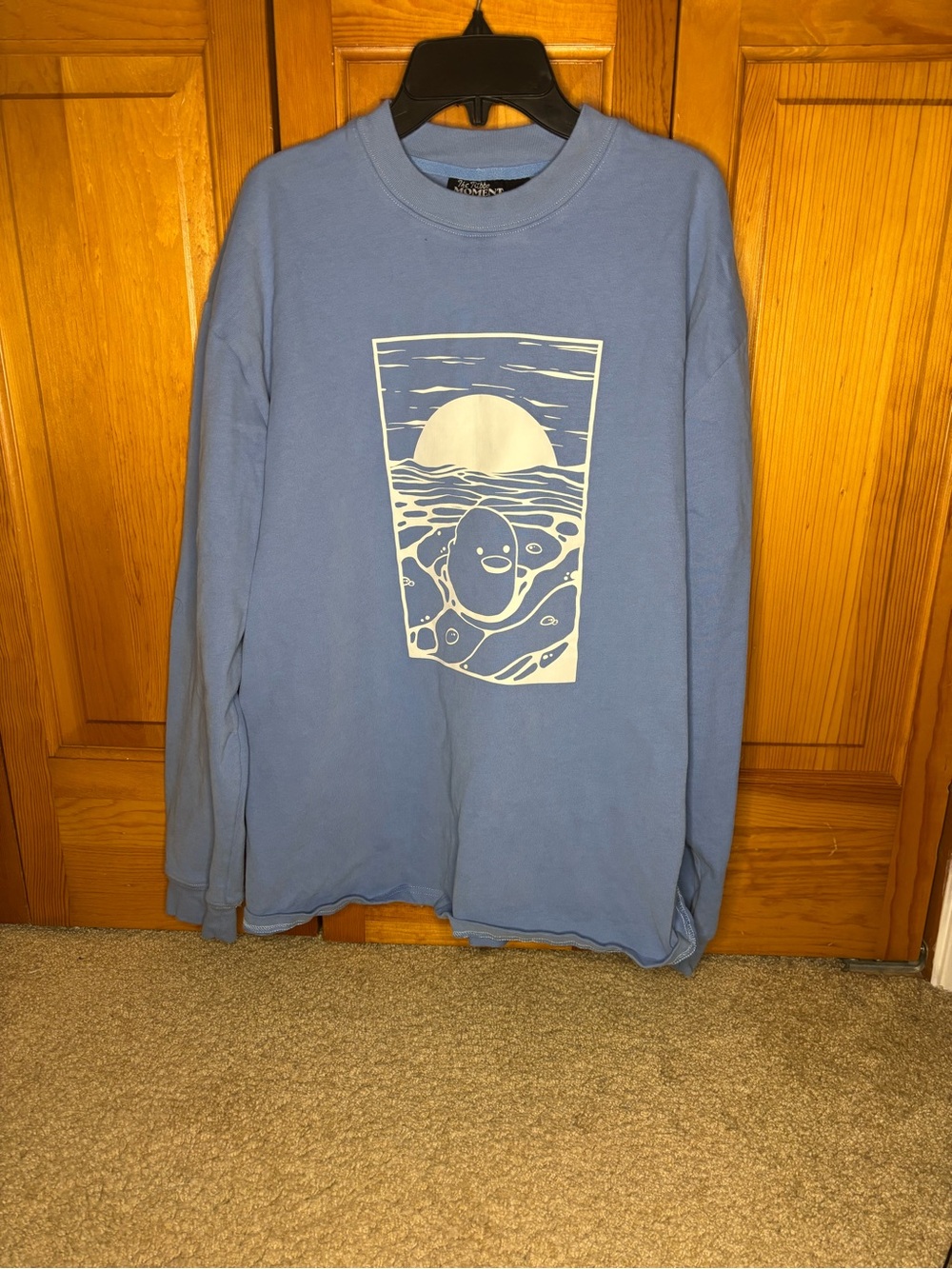 Tubbo Moment Blue Graphic Long Sleeve Tee with White Sunset Design
